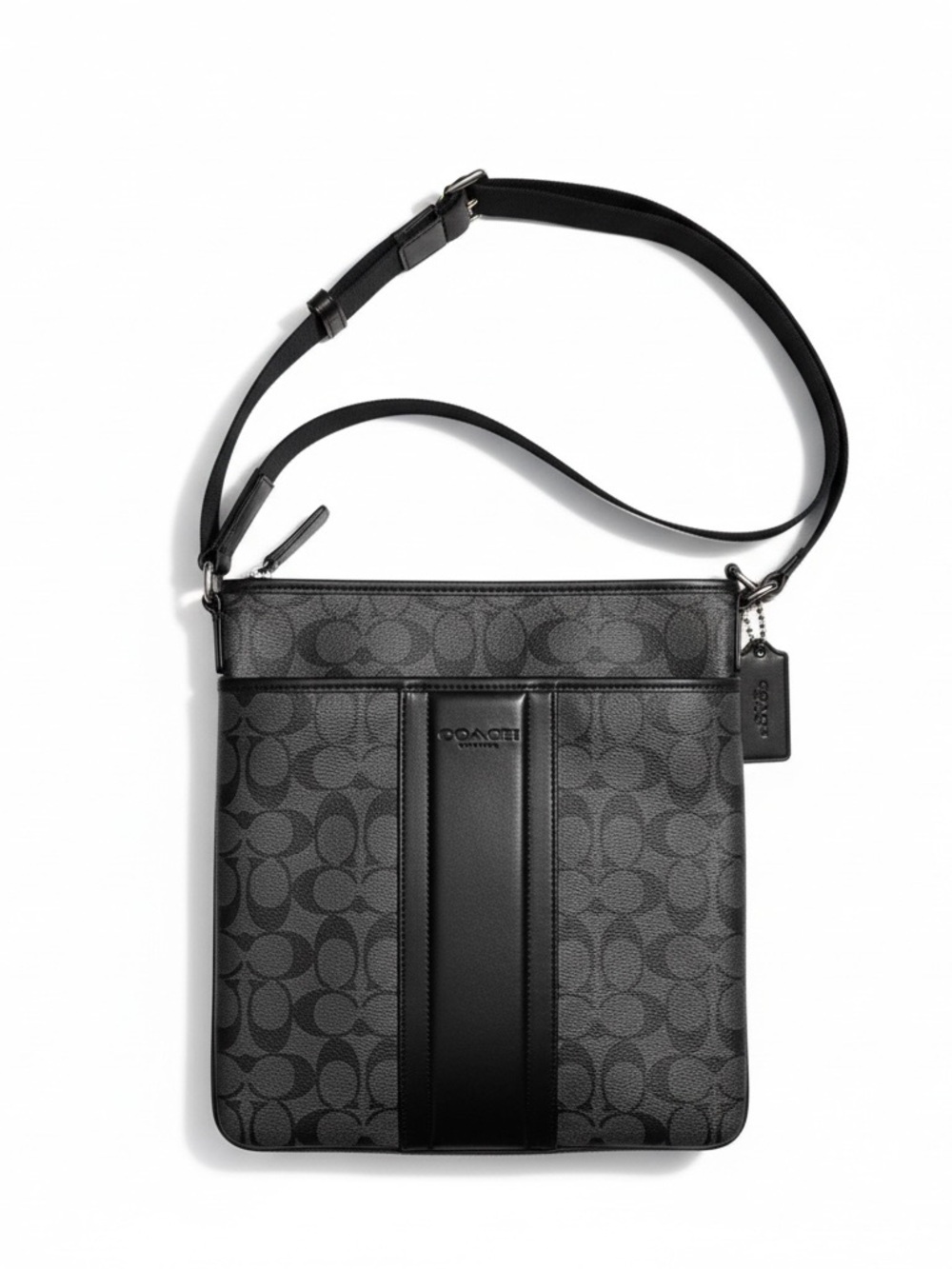 COACH men’s heritage monogram black crossbody satchel bag